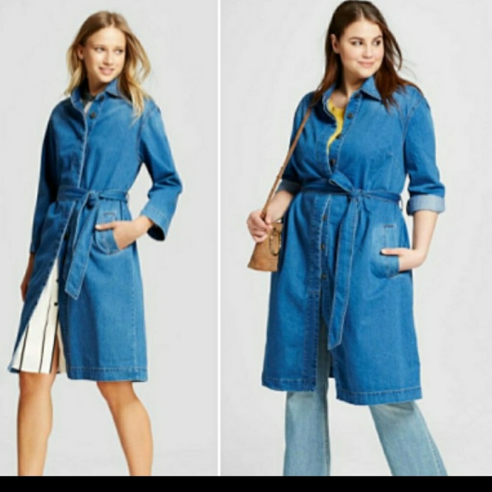 Denim trench coat